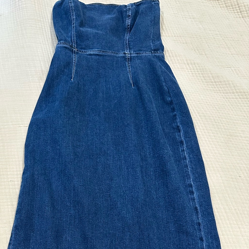 Reformation Eugenia Denim Strapless Dress - Blue - Picture 4 of 9